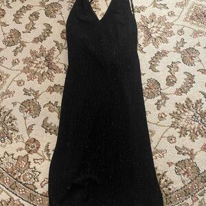 Bari Jay Black Sparkle Backless Dress